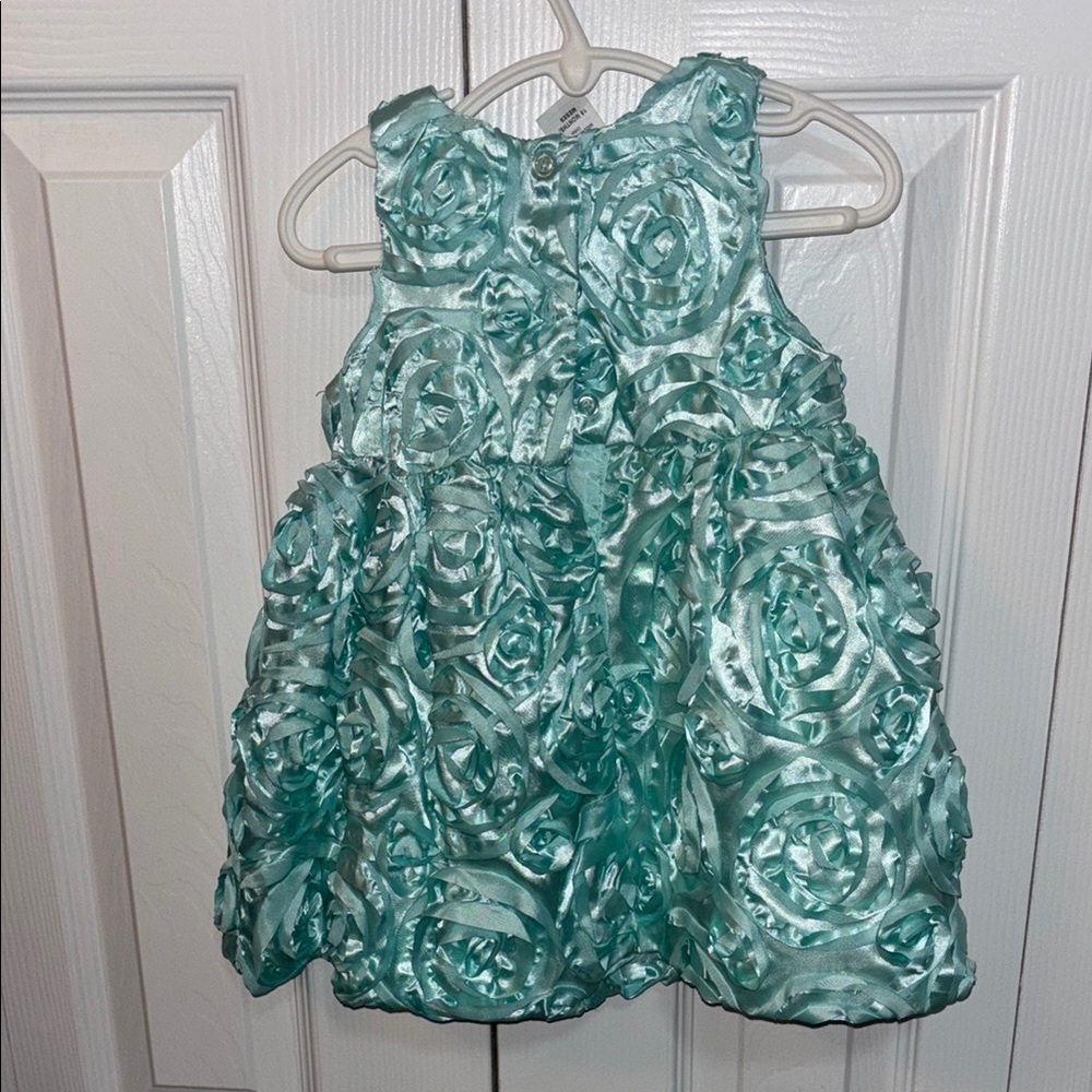 Holiday Editions Turquoise Sleeveless Dress rose design size 18 months - Picture 4 of 8
